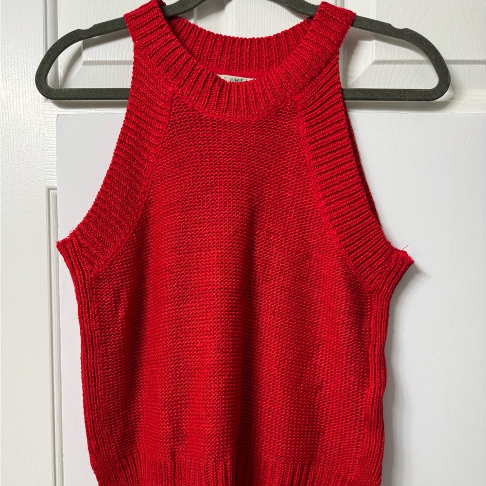 Retrod Sweater Tank S Red Sleeveless w/ Arms cut in, Round Neck NWOT